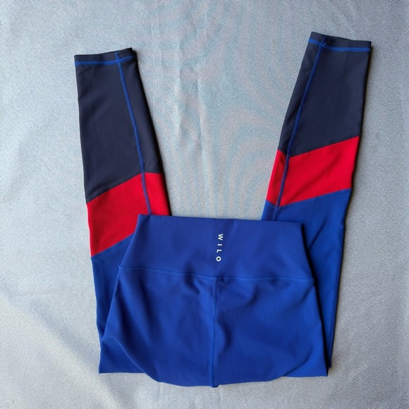 WILO Ribbed High Rise Leggings Blue Red Grey Women’s M - Picture 2 of 4